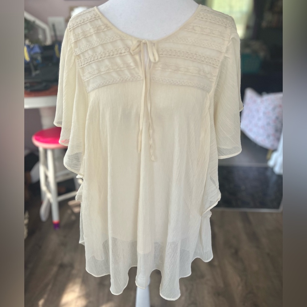 Mudd Cream Sheer Blouse